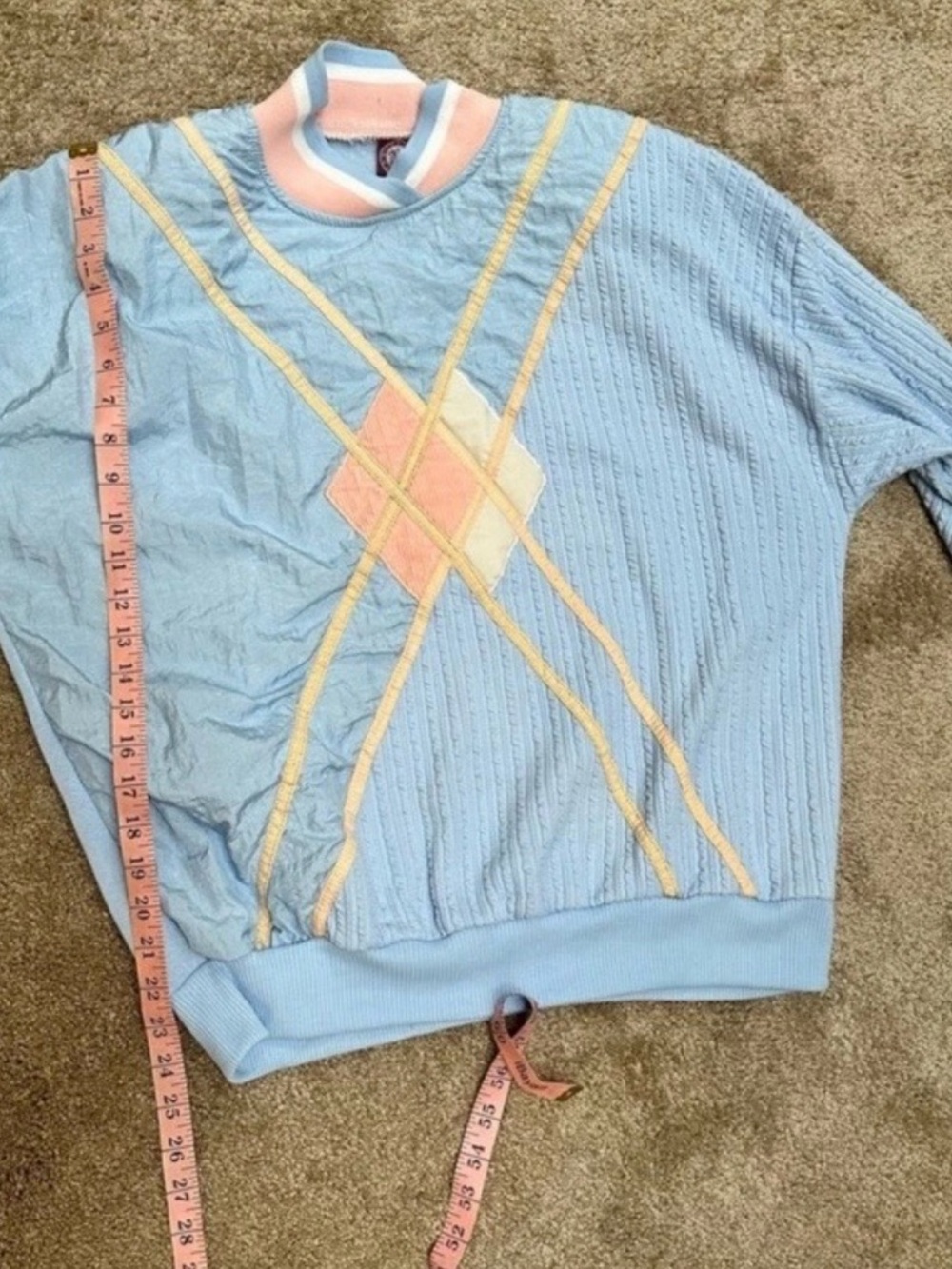VTG 80s 90s Lightweight Windbreaker Pullover Jacket Pastel Pink Blue L Women’s - Picture 7 of 8